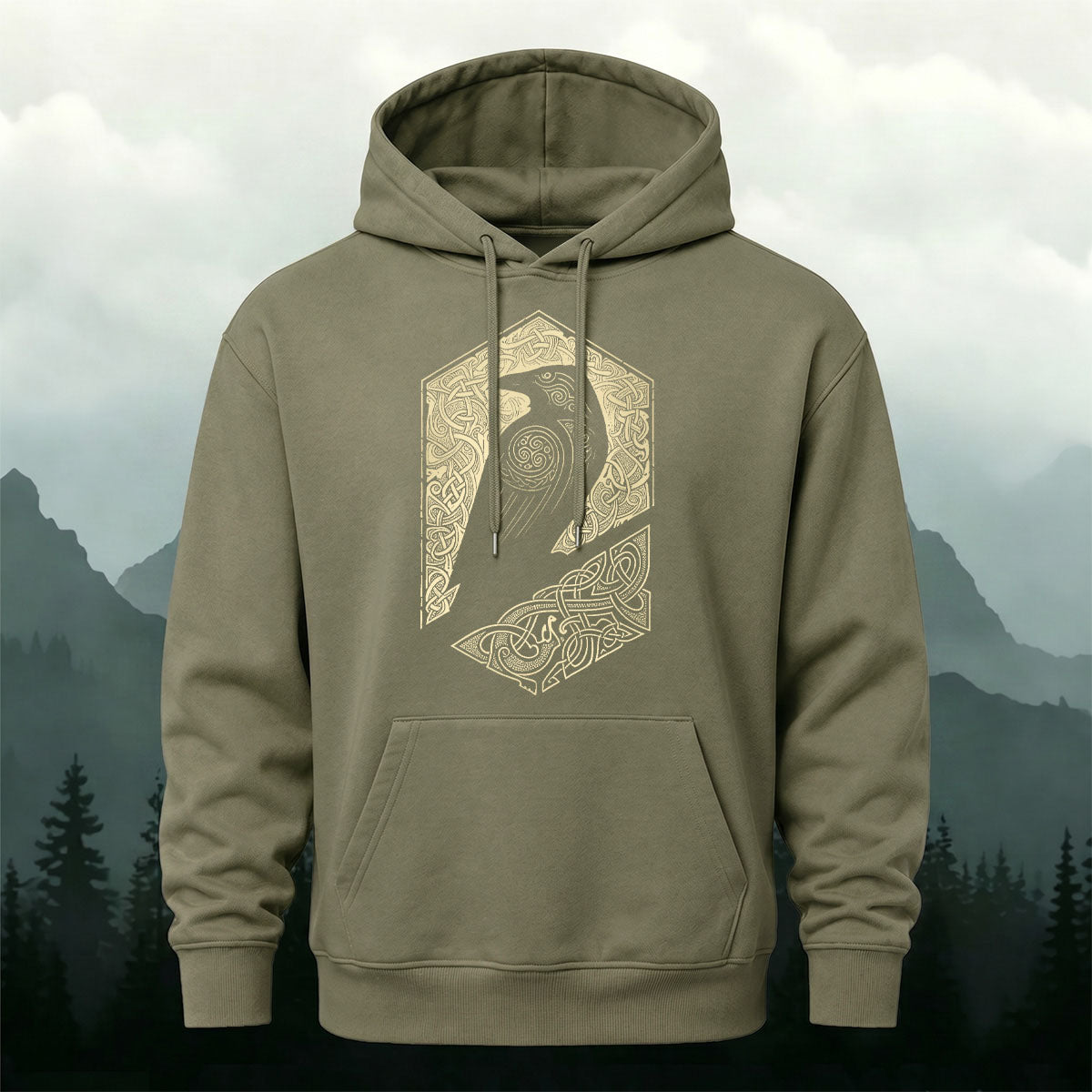 Cotton Made Bird Totem Print Casual Versatile Hoodie