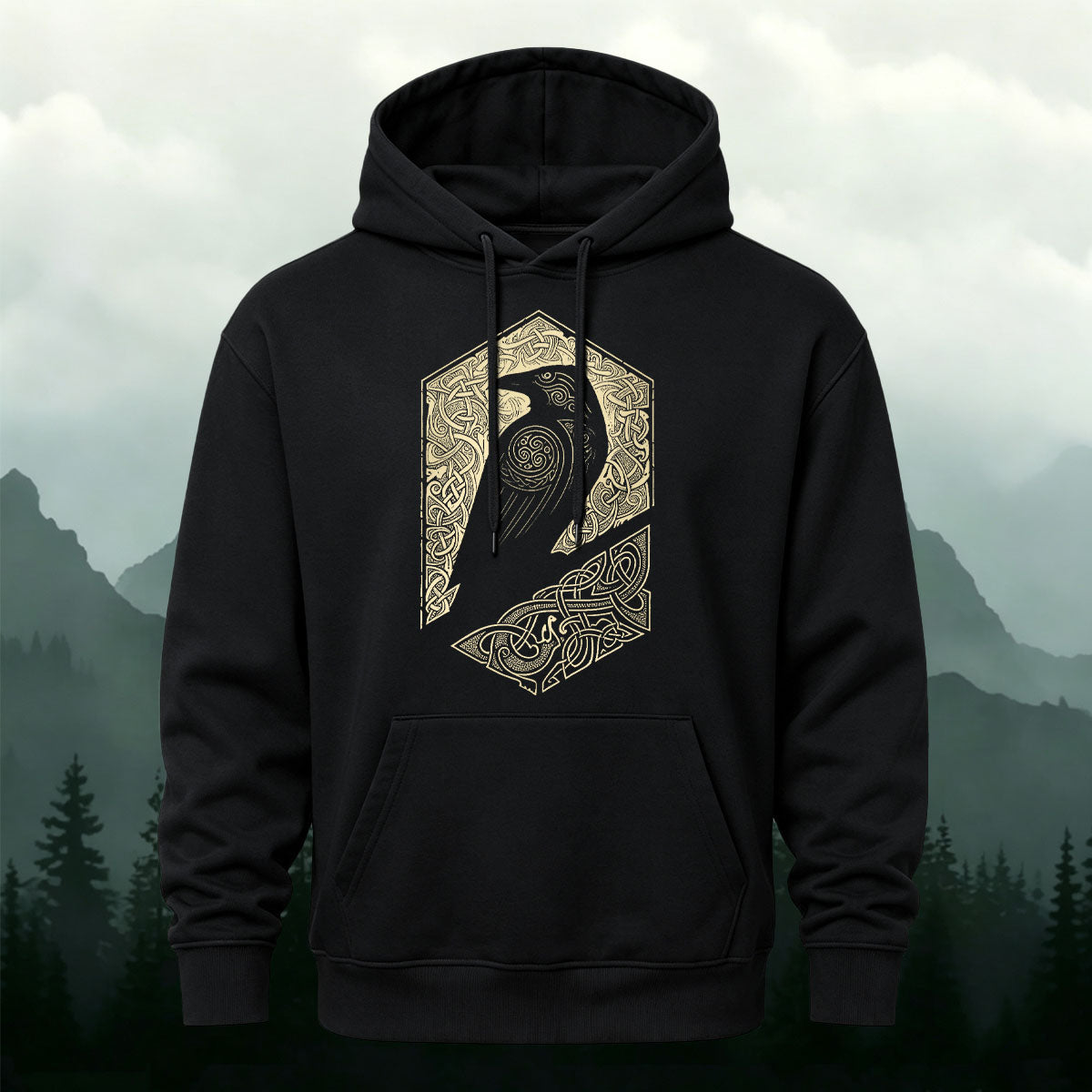 Cotton Made Bird Totem Print Casual Versatile Hoodie
