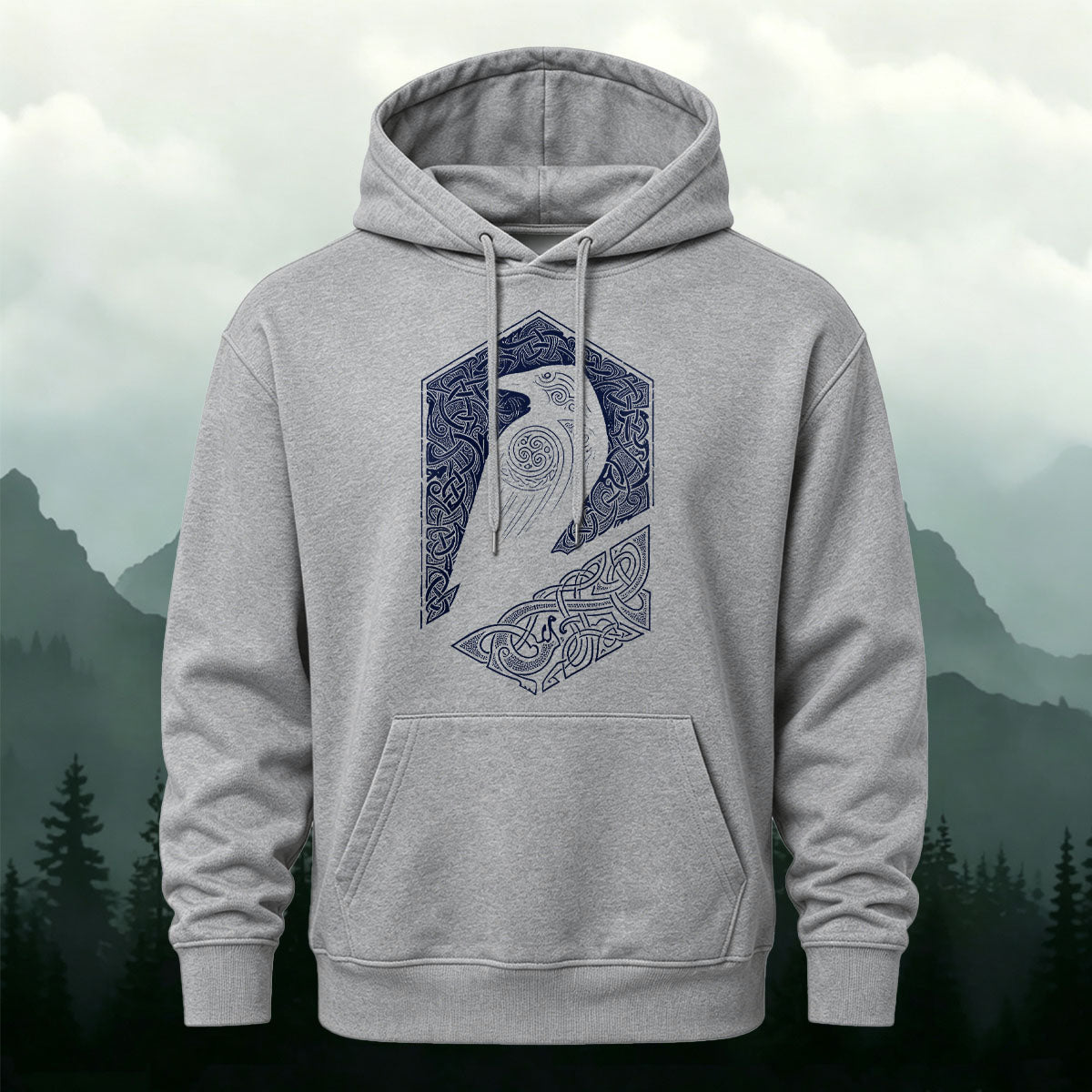 Cotton Made Bird Totem Print Casual Versatile Hoodie