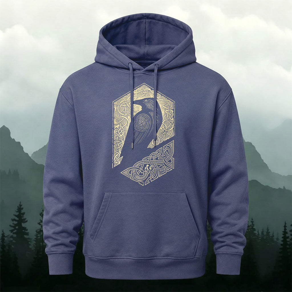 Cotton Made Bird Totem Print Casual Versatile Hoodie