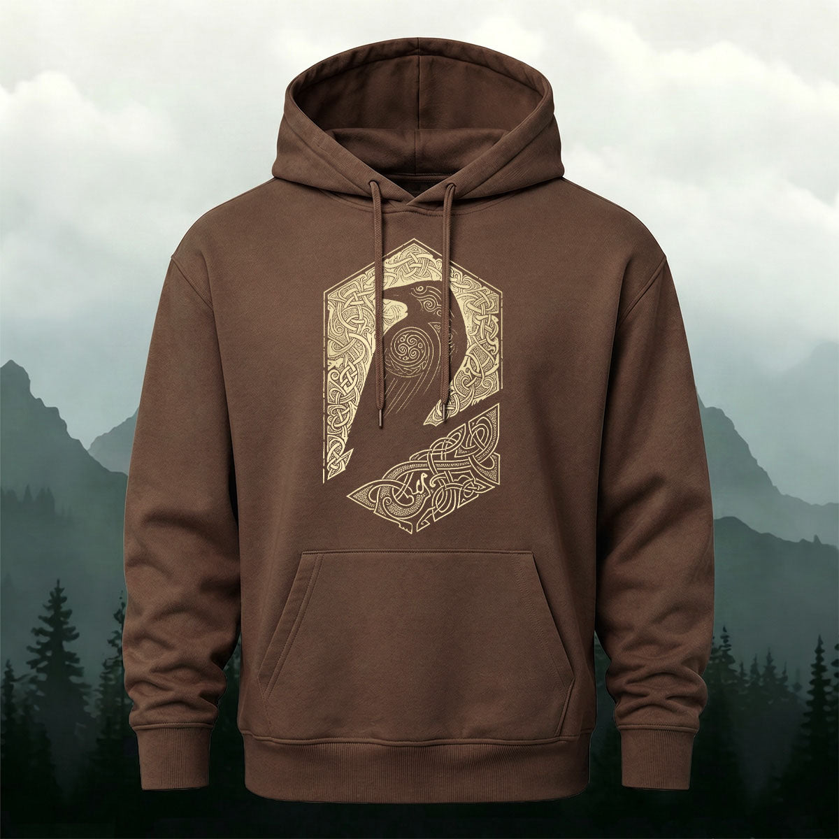 Cotton Made Bird Totem Print Casual Versatile Hoodie