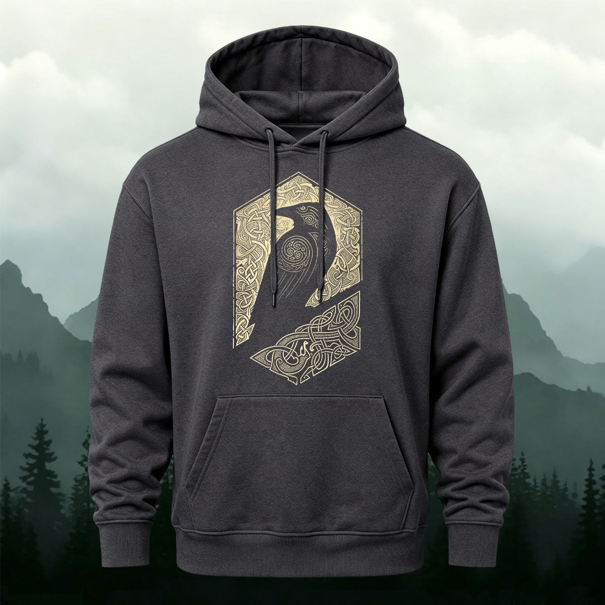Cotton Made Bird Totem Print Casual Versatile Hoodie
