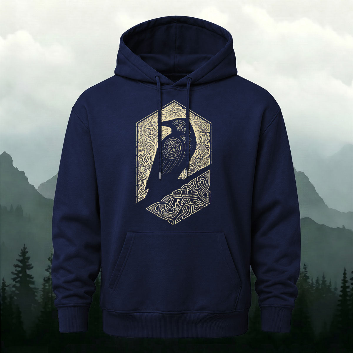 Cotton Made Bird Totem Print Casual Versatile Hoodie