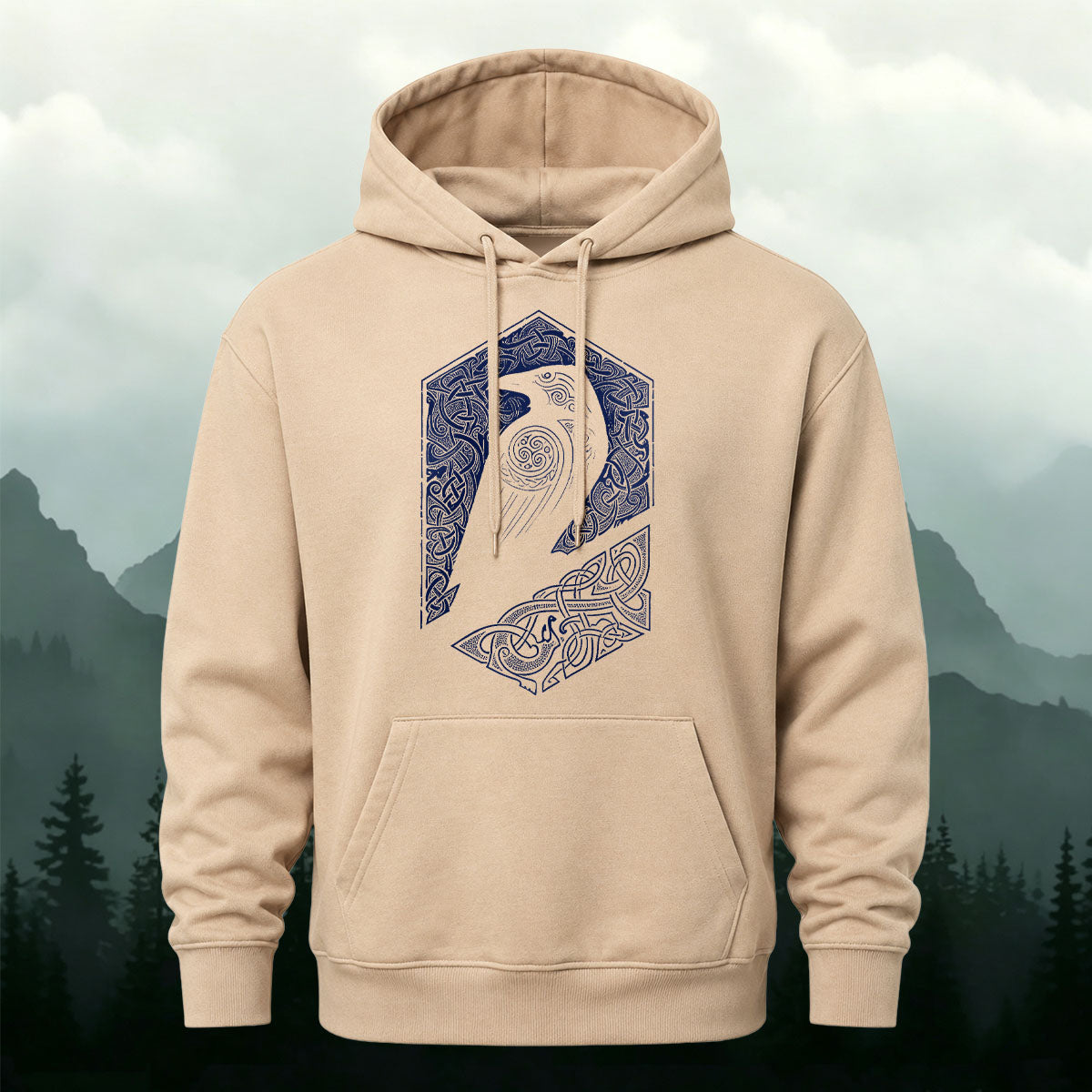 Cotton Made Bird Totem Print Casual Versatile Hoodie
