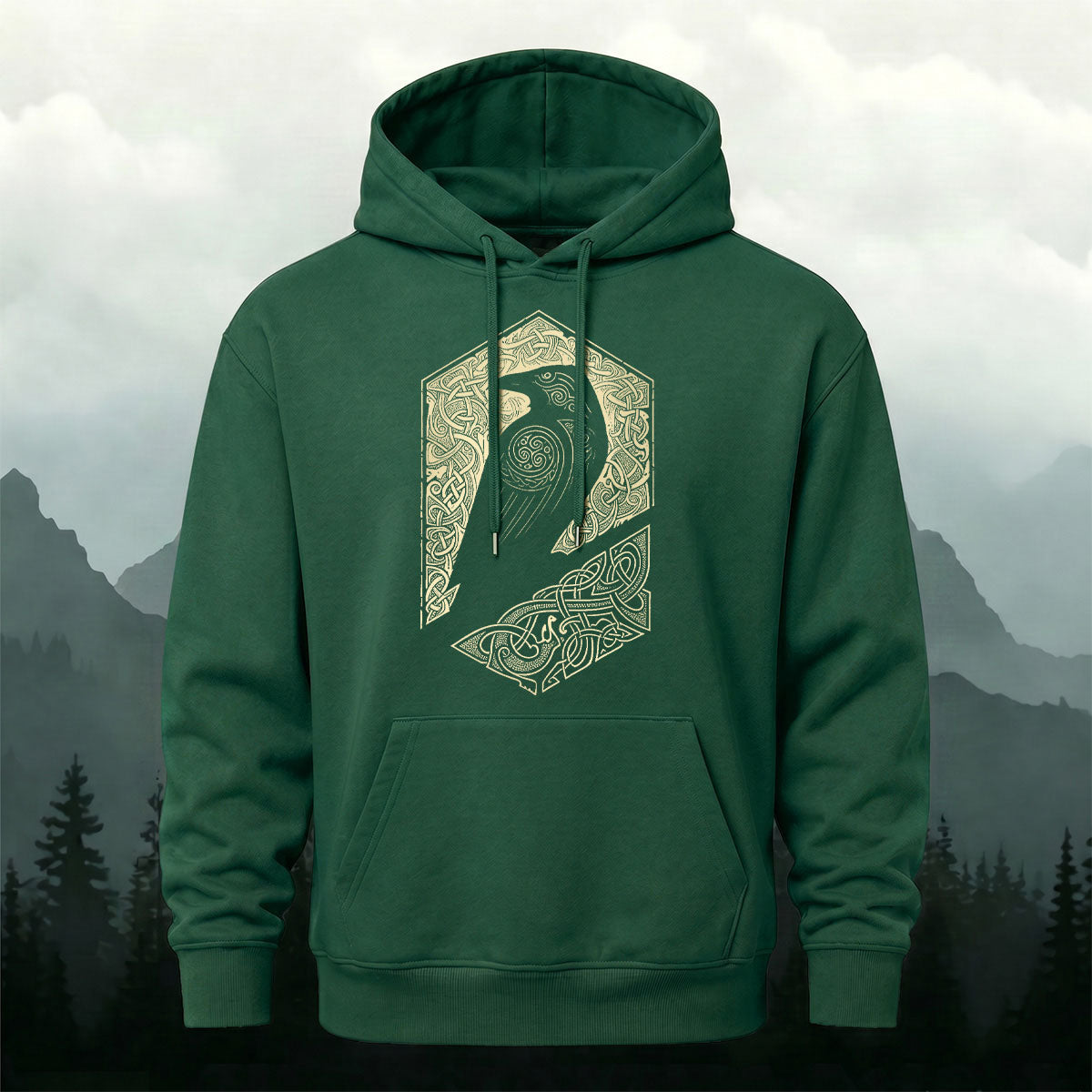 Cotton Made Bird Totem Print Casual Versatile Hoodie
