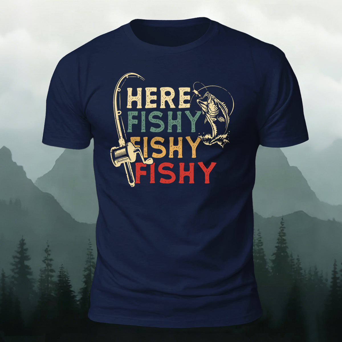 Here Fishy Printed Casual Premium Cotton T-Shirt