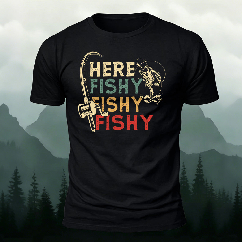Here Fishy Printed Casual Premium Cotton T-Shirt
