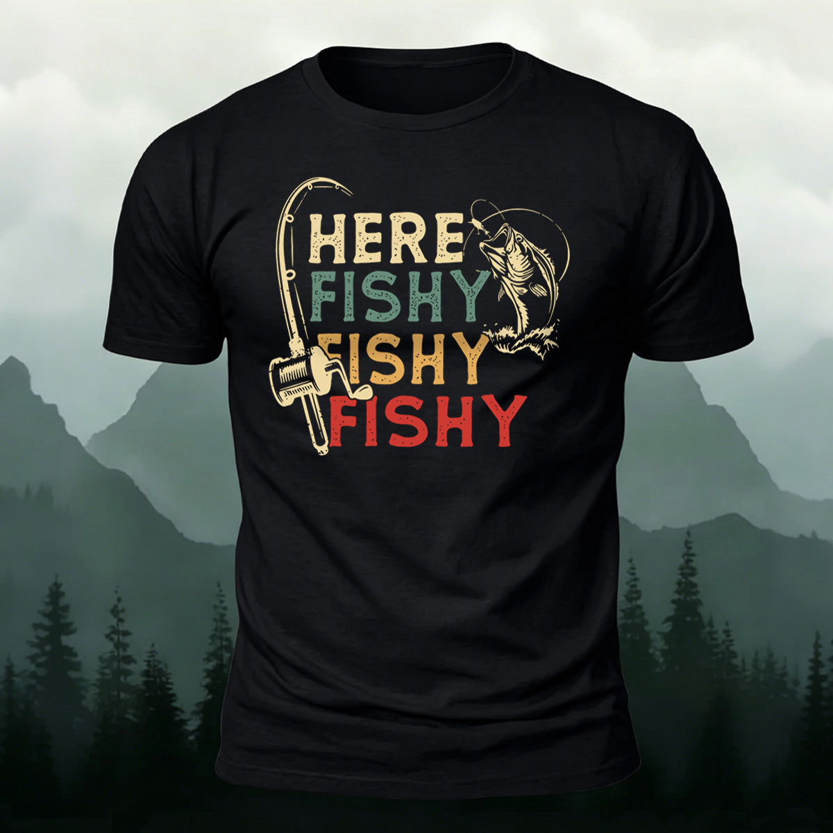 Here Fishy Printed Casual Premium Cotton T-Shirt