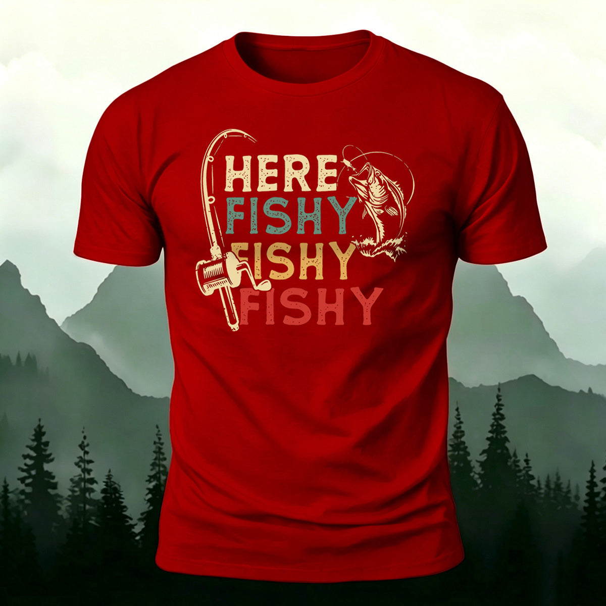 Here Fishy Printed Casual Premium Cotton T-Shirt