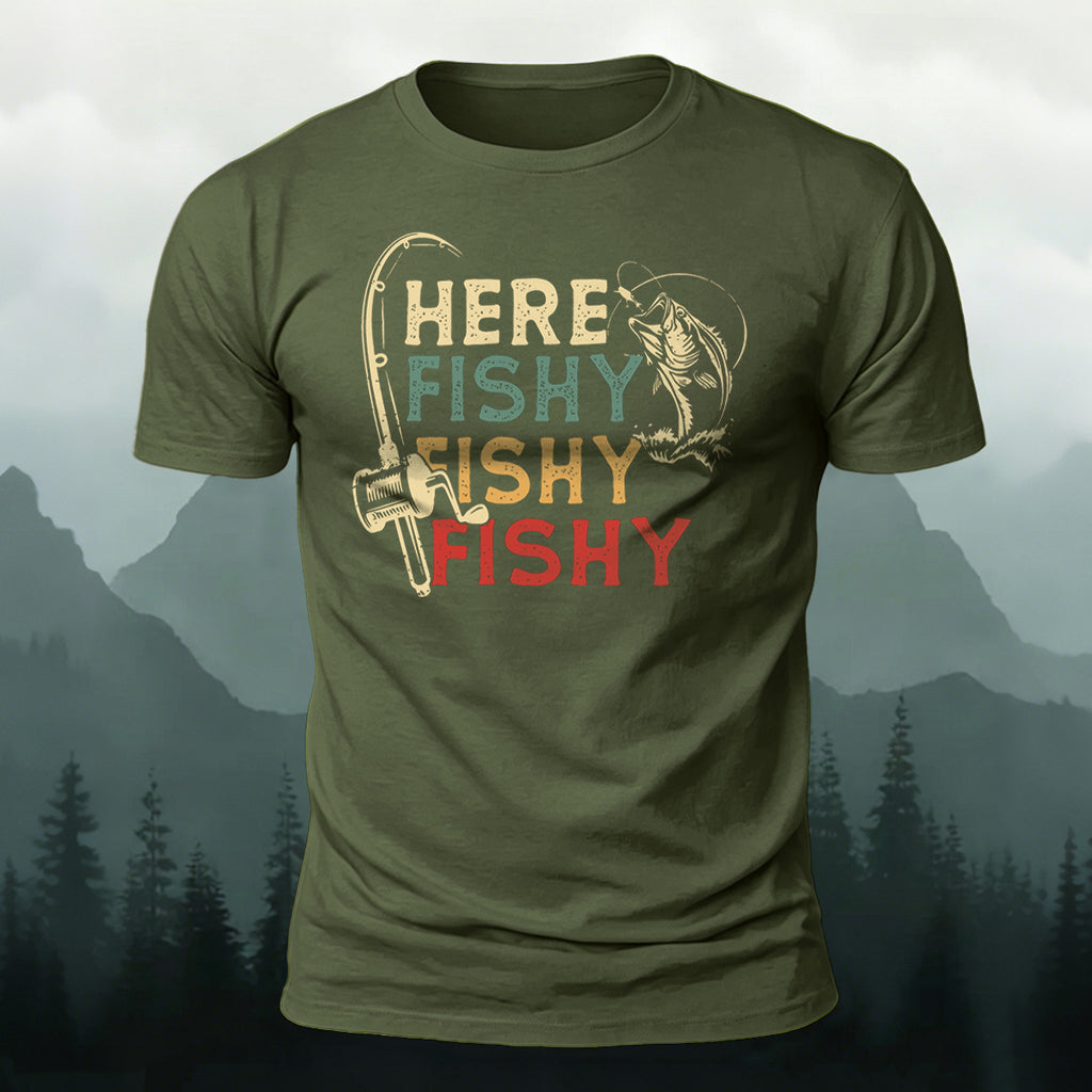 Here Fishy Printed Casual Premium Cotton T-Shirt