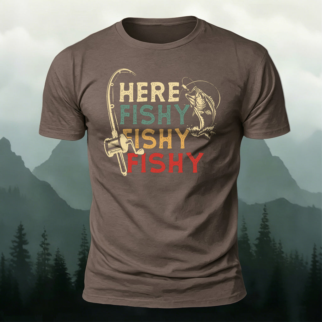 Here Fishy Printed Casual Premium Cotton T-Shirt