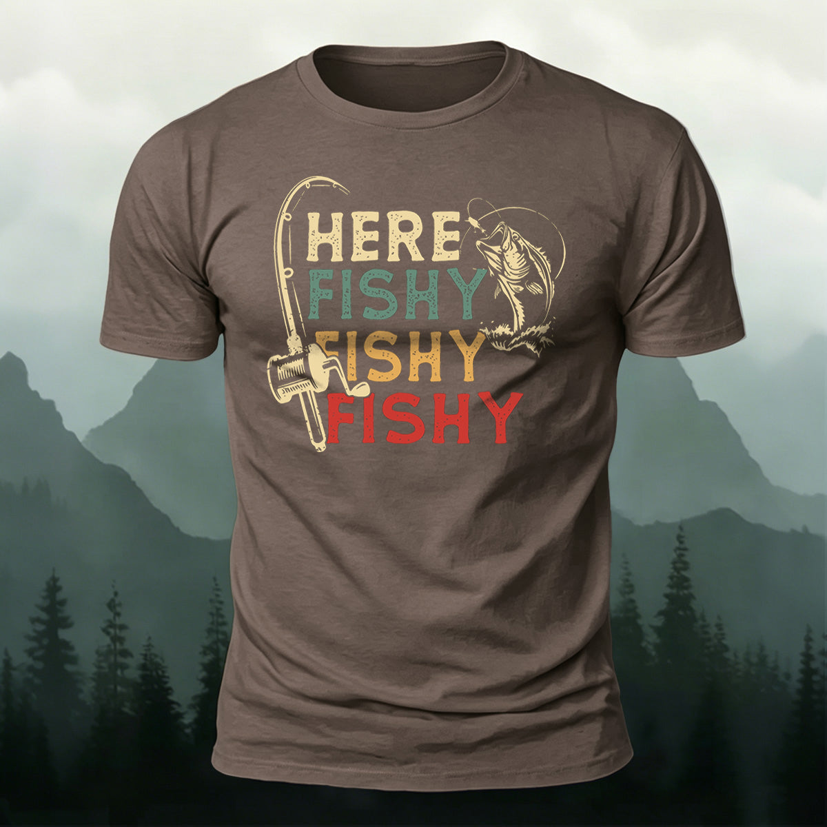 Here Fishy Printed Casual Premium Cotton T-Shirt