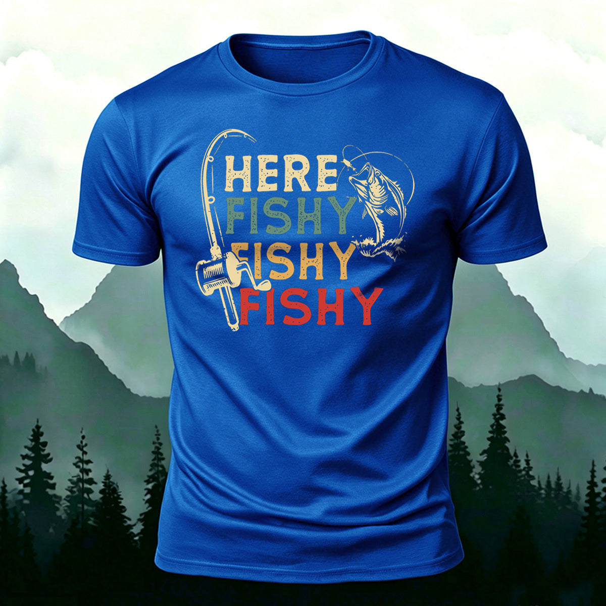 Here Fishy Printed Casual Premium Cotton T-Shirt