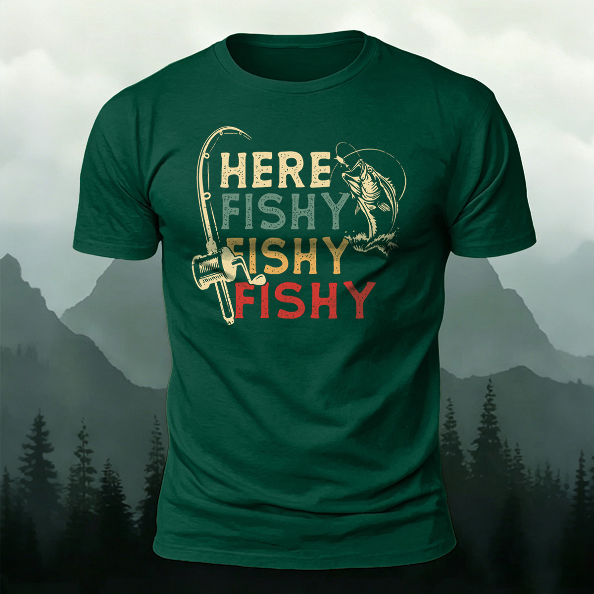 Here Fishy Printed Casual Premium Cotton T-Shirt