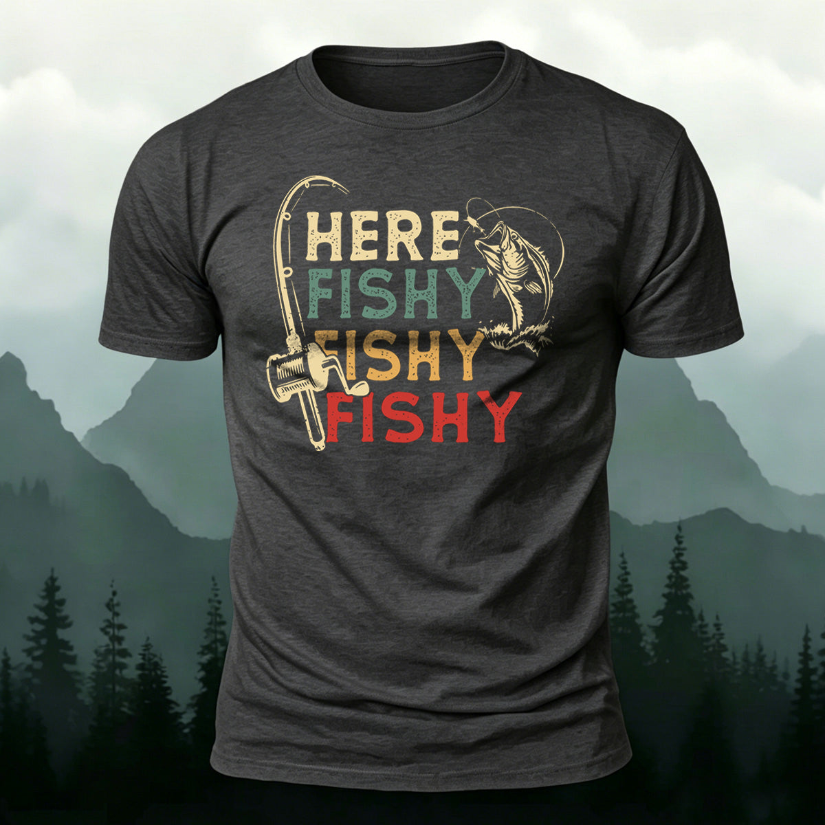 Here Fishy Printed Casual Premium Cotton T-Shirt