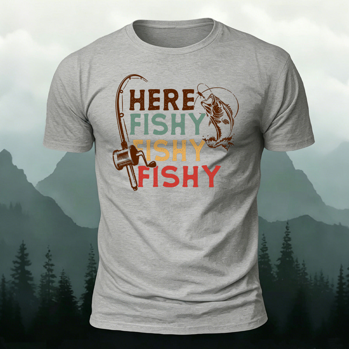 Here Fishy Printed Casual Premium Cotton T-Shirt