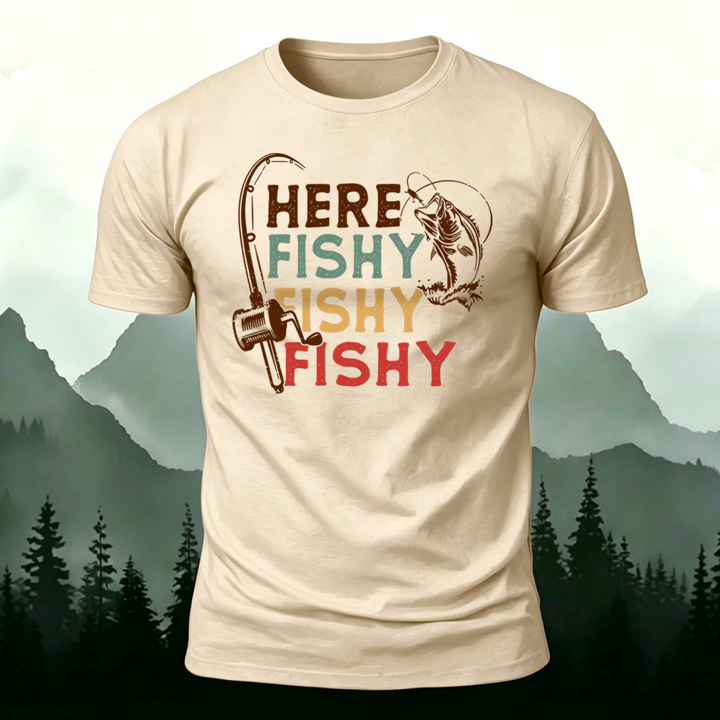 Here Fishy Printed Casual Premium Cotton T-Shirt