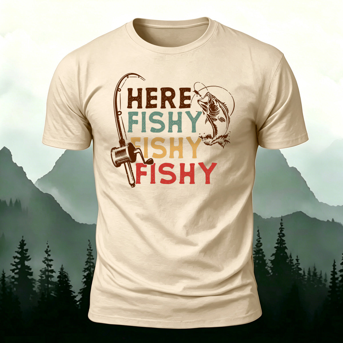Here Fishy Printed Casual Premium Cotton T-Shirt