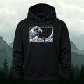Cotton Made Blue and White Giant Waves Print Hoodie