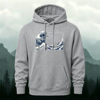 Cotton Made Blue and White Giant Waves Print Hoodie