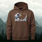 Cotton Made Blue and White Giant Waves Print Hoodie