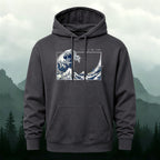 Cotton Made Blue and White Giant Waves Print Hoodie