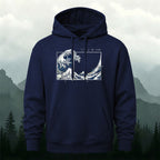 Cotton Made Blue and White Giant Waves Print Hoodie
