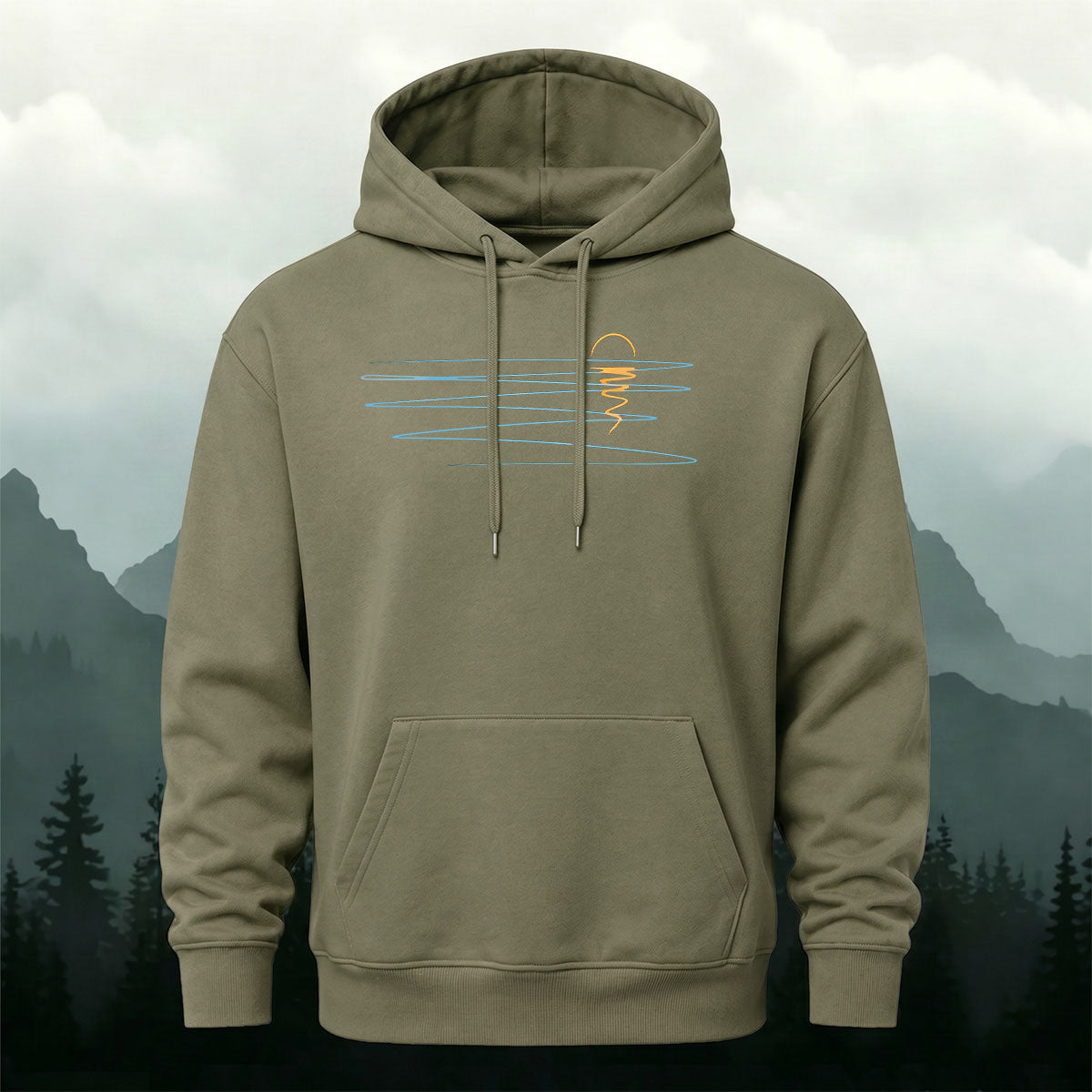 Cotton Made Minimalist Abstract Line Print Hoodie