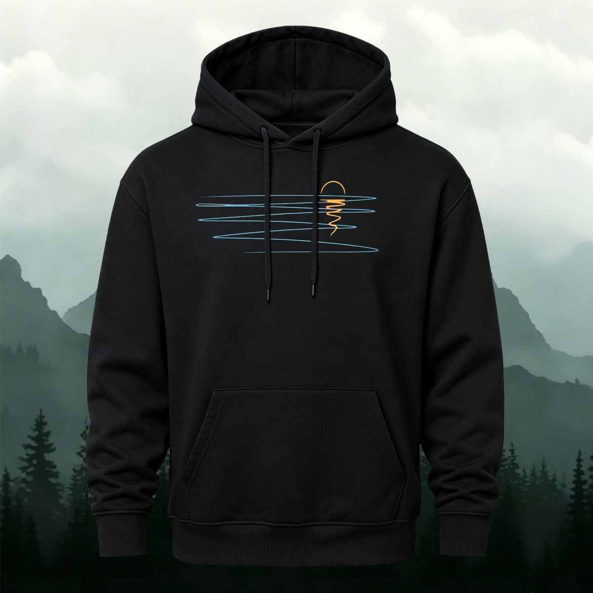 Cotton Made Minimalist Abstract Line Print Hoodie