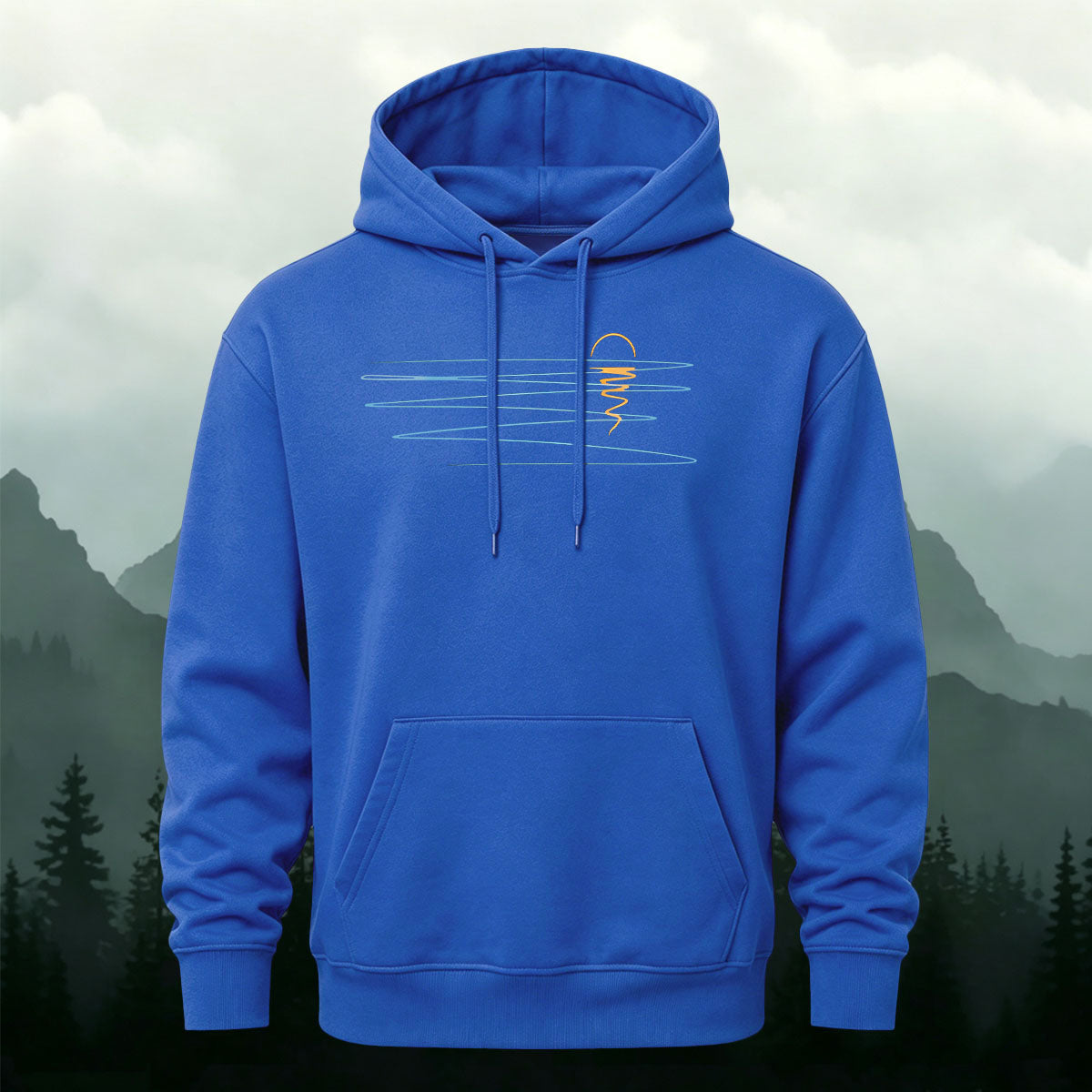 Cotton Made Minimalist Abstract Line Print Hoodie