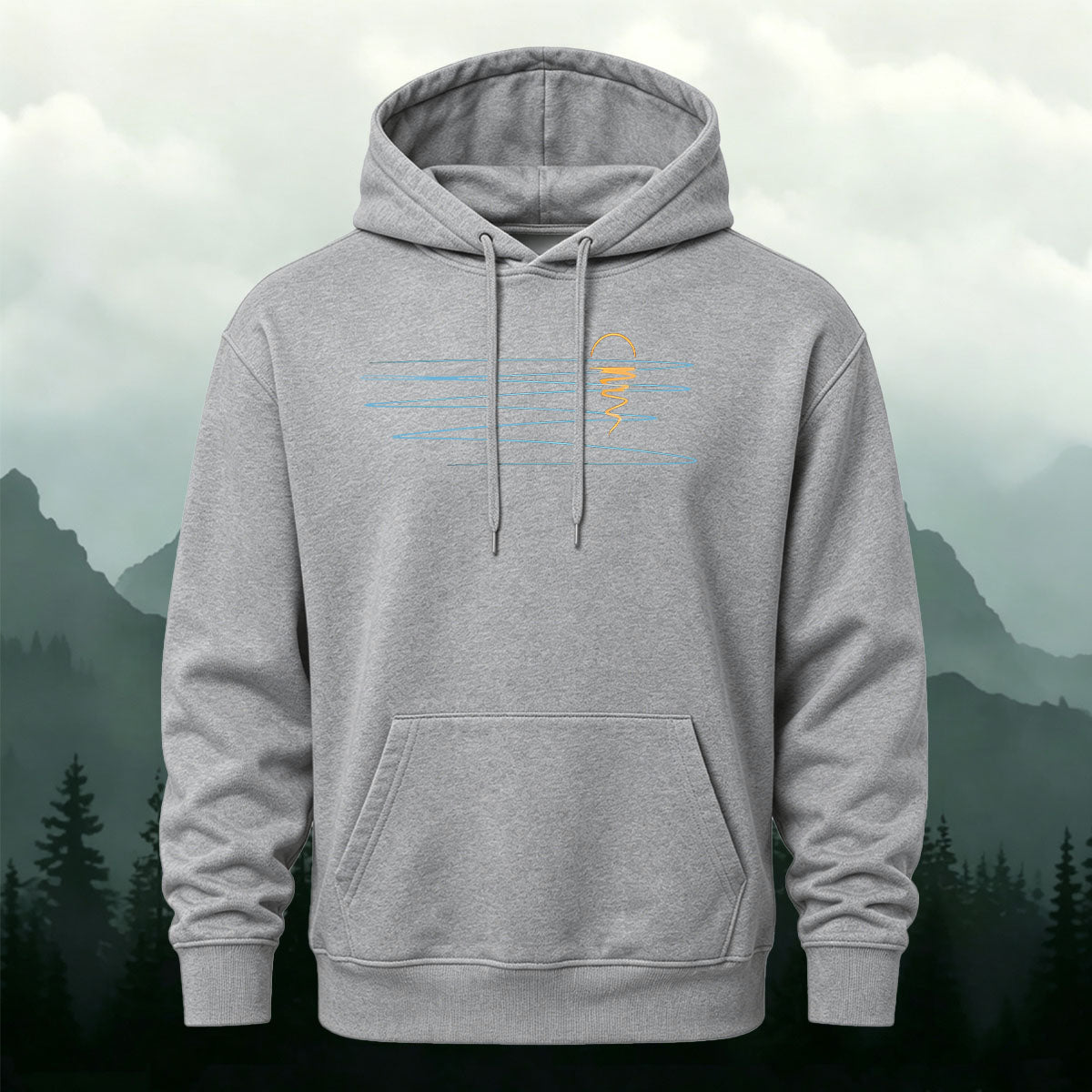 Cotton Made Minimalist Abstract Line Print Hoodie