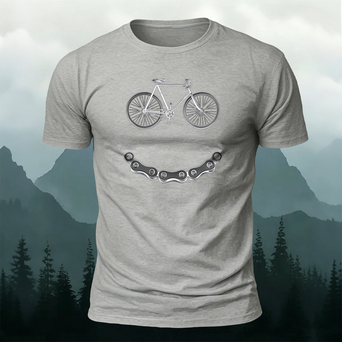 Fun Bicycle Print Casual Soft Cotton T-Shirt