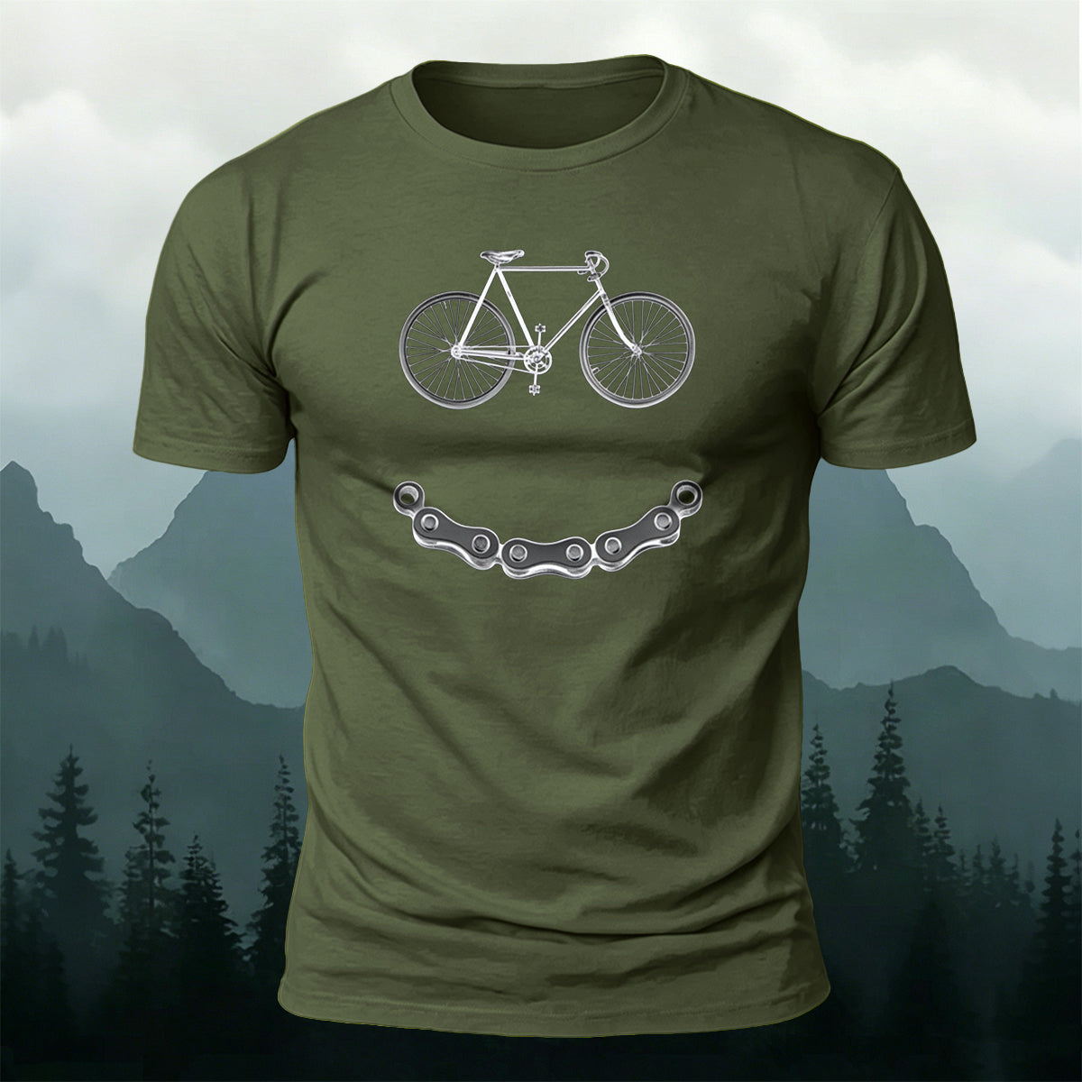 Fun Bicycle Print Casual Soft Cotton T-Shirt