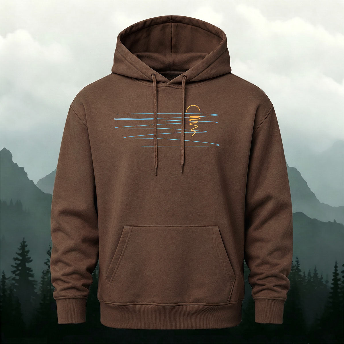 Cotton Made Minimalist Abstract Line Print Hoodie