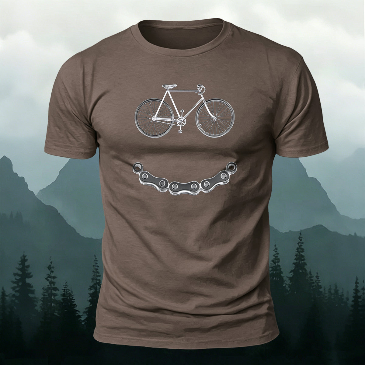 Fun Bicycle Print Casual Soft Cotton T-Shirt