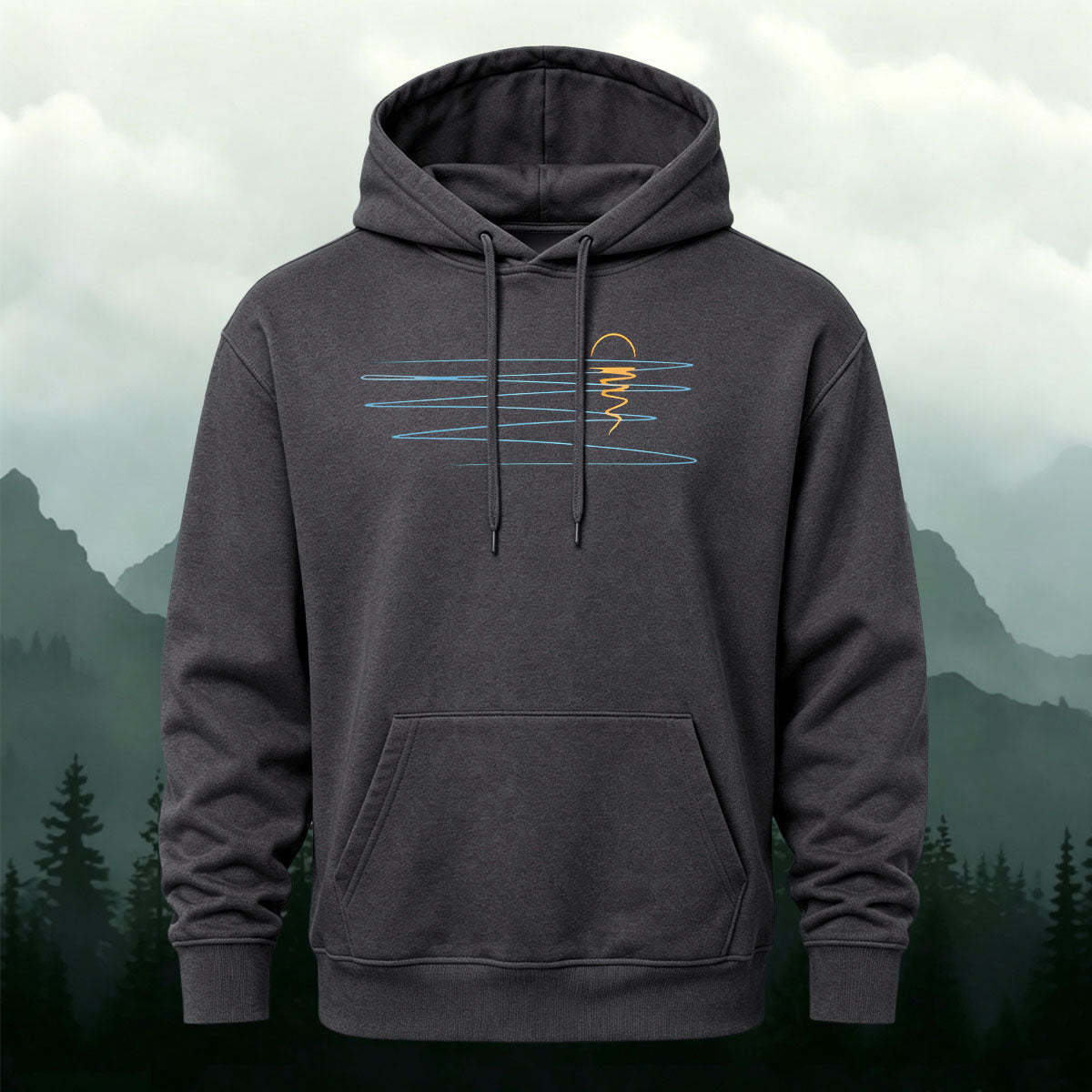 Cotton Made Minimalist Abstract Line Print Hoodie