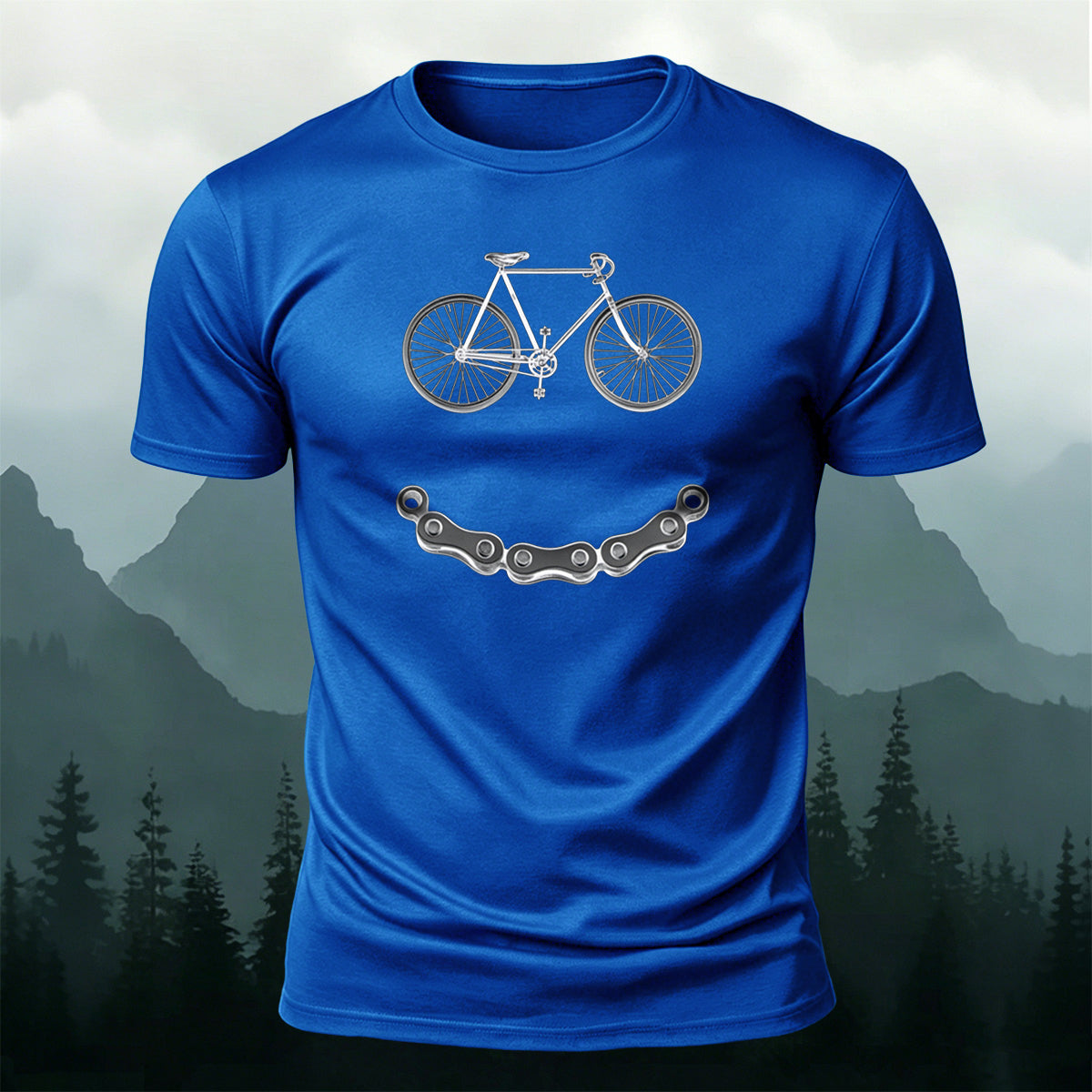 Fun Bicycle Print Casual Soft Cotton T-Shirt