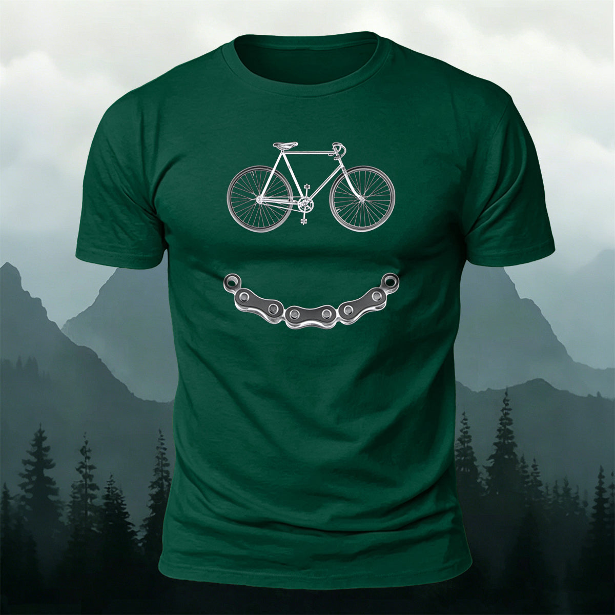 Fun Bicycle Print Casual Soft Cotton T-Shirt