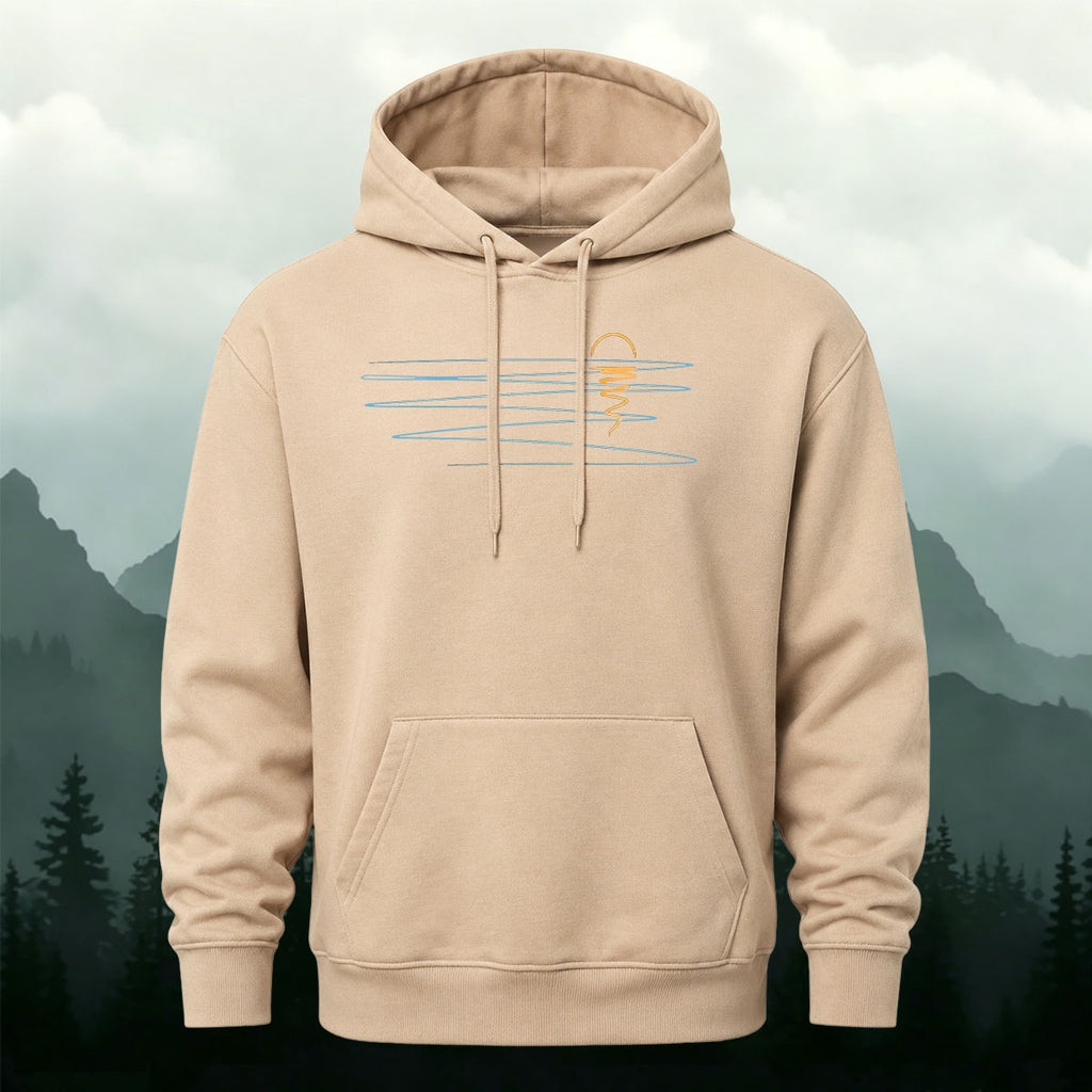 Cotton Made Minimalist Abstract Line Print Hoodie