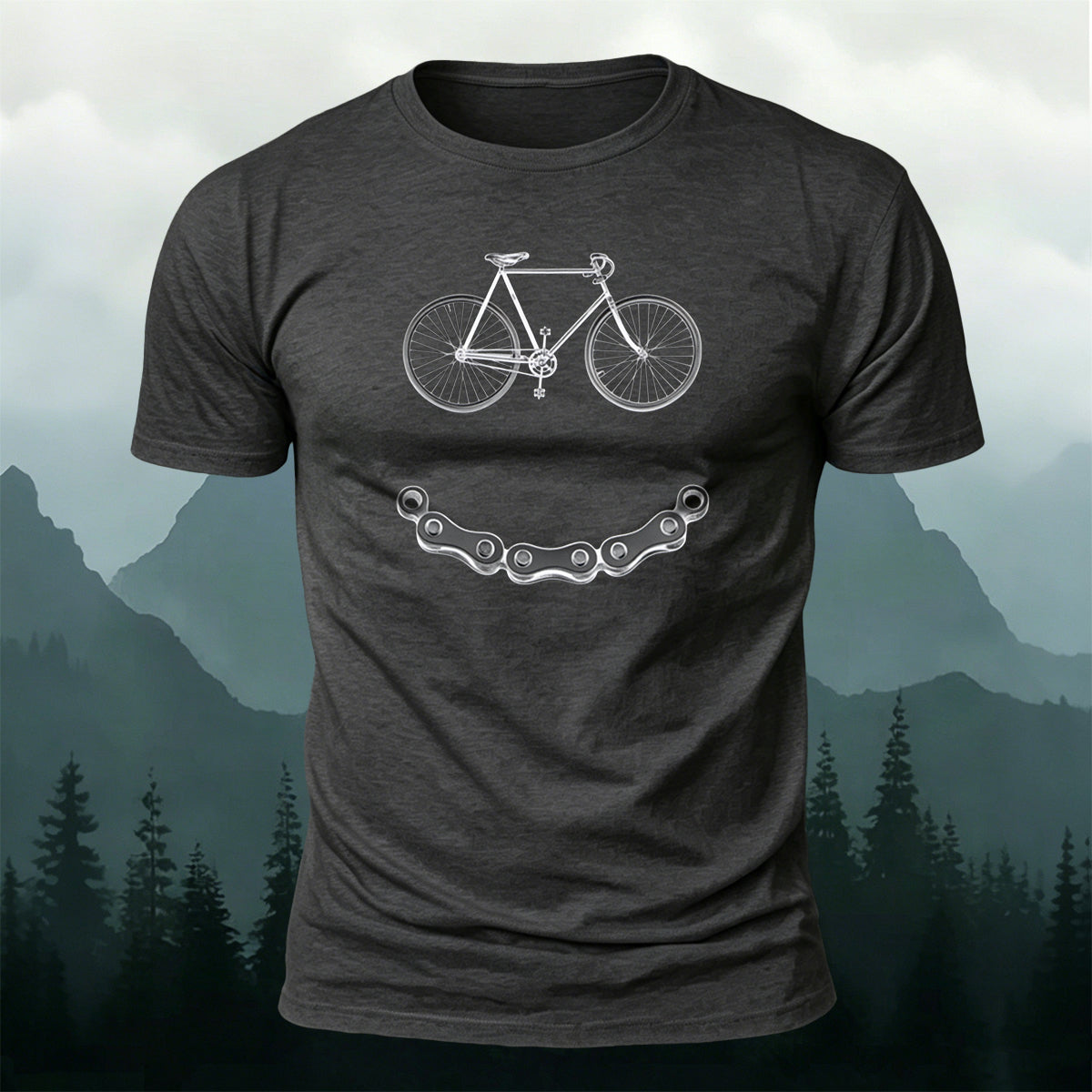 Fun Bicycle Print Casual Soft Cotton T-Shirt