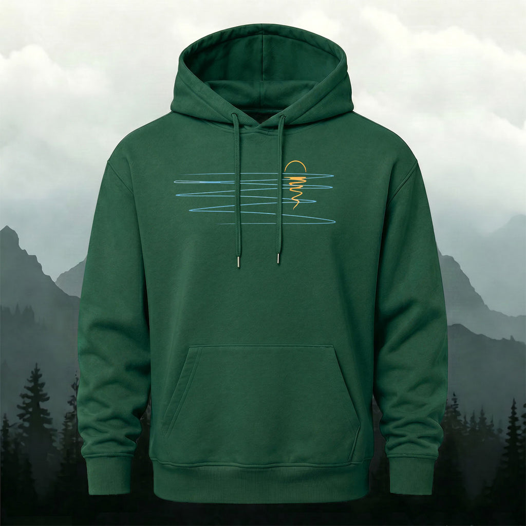 Cotton Made Minimalist Abstract Line Print Hoodie