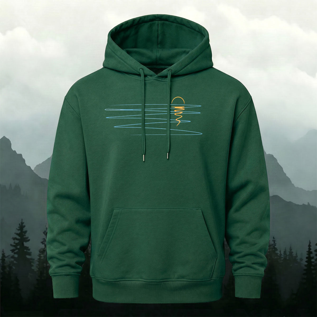 Cotton Made Minimalist Abstract Line Print Hoodie