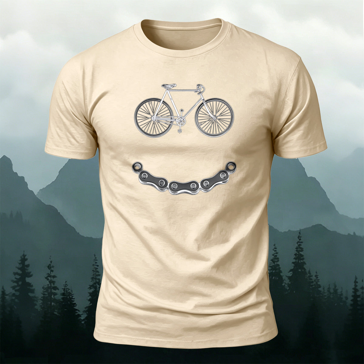 Fun Bicycle Print Casual Soft Cotton T-Shirt
