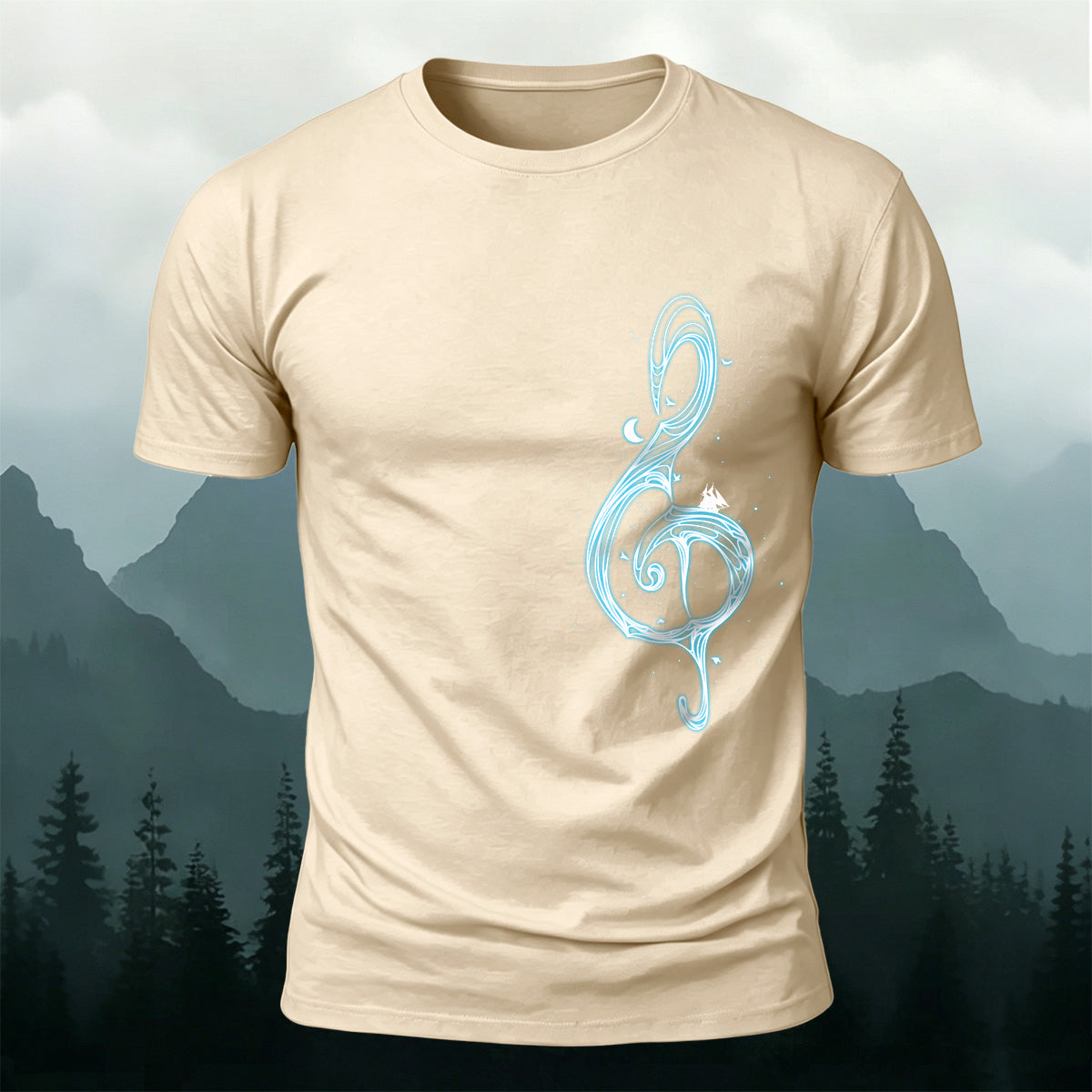 Musical Note Print Casual Soft Cotton T-Shirt