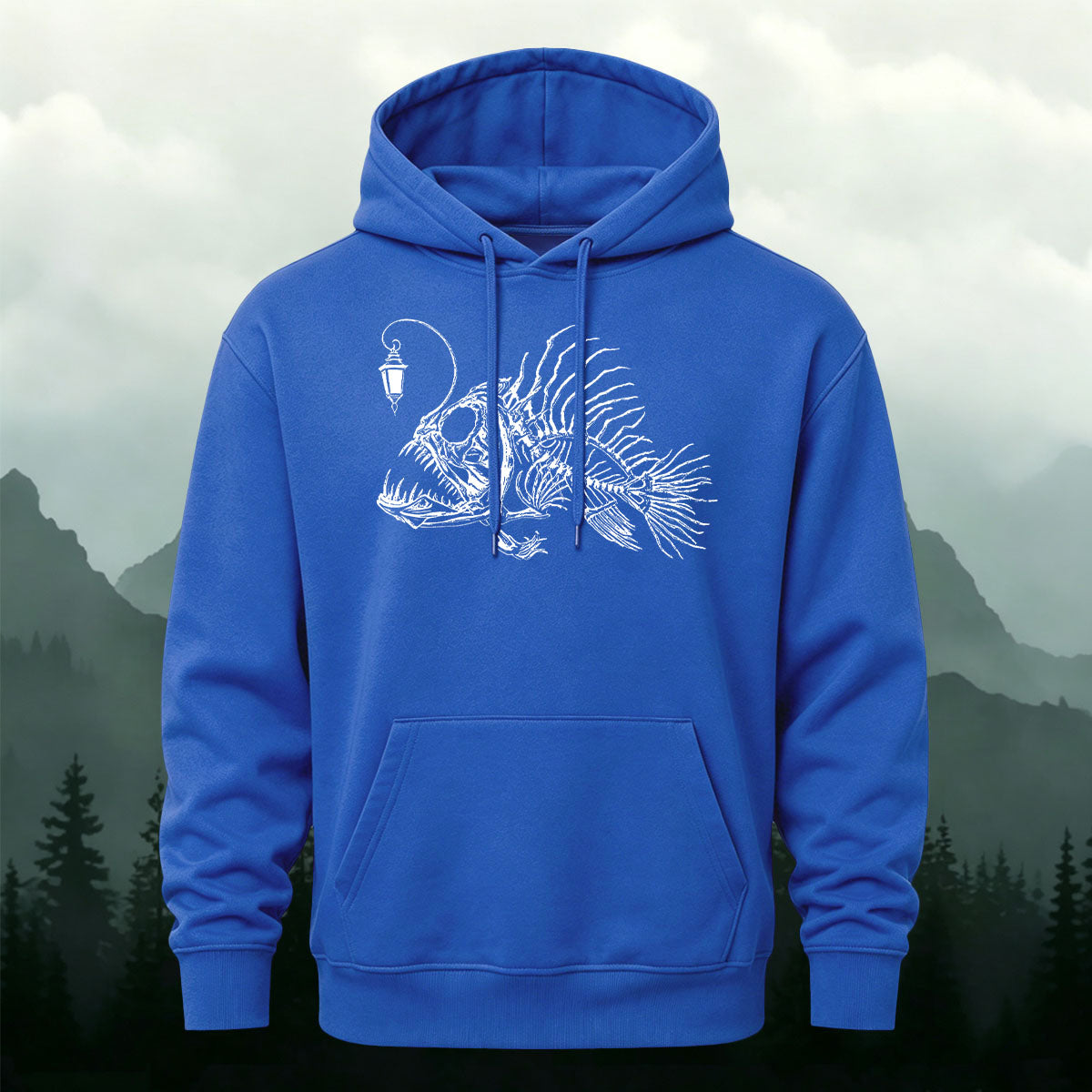 Cotton Made Deep Sea Anglerfish Skeleton Print Hoodie