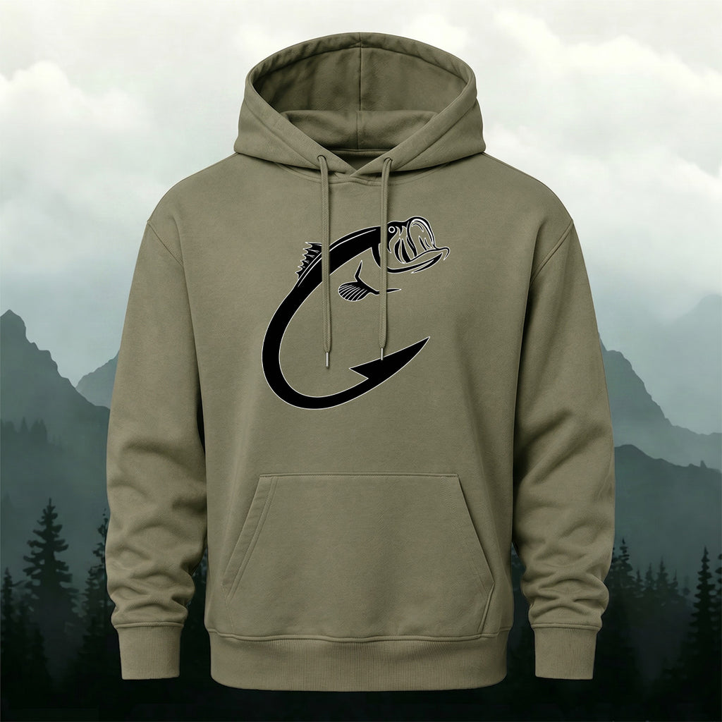 Cotton Made Creative Fish Shaped Hook Print Hoodie