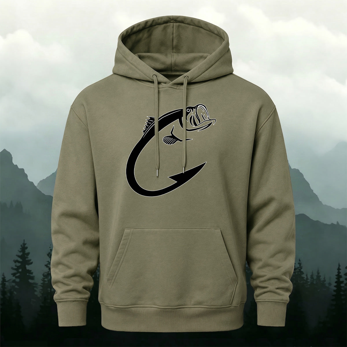 Cotton Made Creative Fish Shaped Hook Print Hoodie