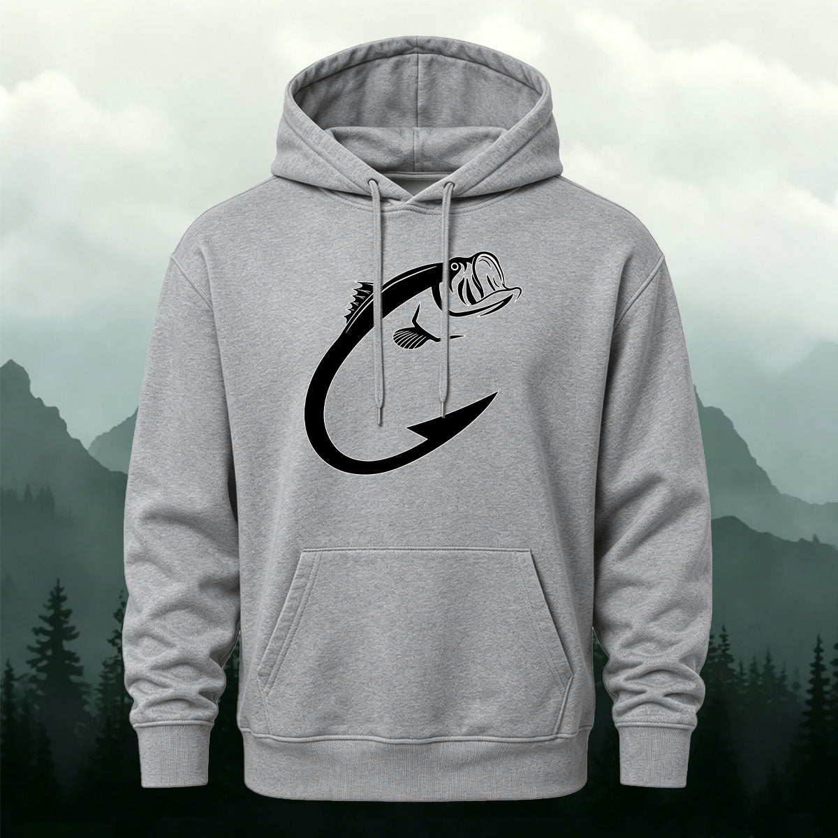 Cotton Made Creative Fish Shaped Hook Print Hoodie