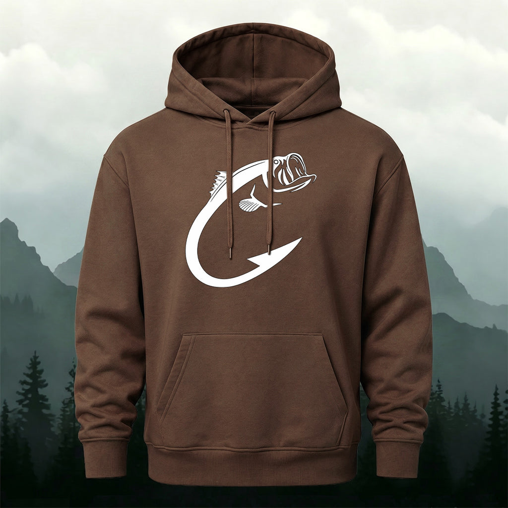 Cotton Made Creative Fish Shaped Hook Print Hoodie