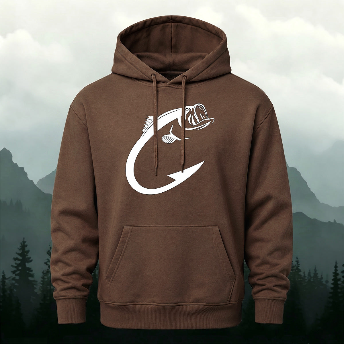 Cotton Made Creative Fish Shaped Hook Print Hoodie